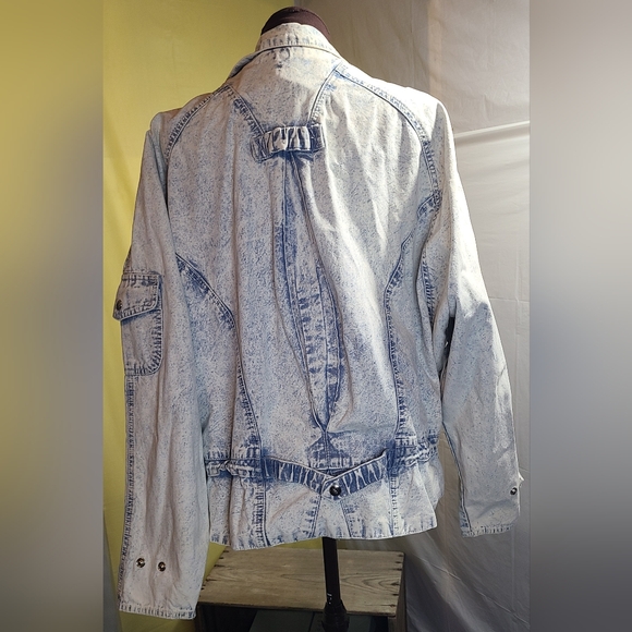 VTG 80s 90s Andy Johns Women's Acid Wash Oversized Jean Jacket Sz L EUC - Picture 4 of 11
